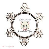 Blessed With Beauty And Rage Cute Lovely Cat Face Ribbon Ornament thumb 0