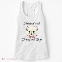 Blessed With Beauty And Rage Cute Lovely Cat Face Ribbon Women's Tank Top thumb 0