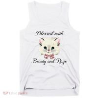 Blessed With Beauty And Rage Cute Lovely Cat Face Ribbon Tank Top thumb 0