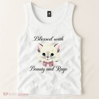 Blessed With Beauty And Rage Cute Lovely Cat Face Ribbon Tank Top thumb 2