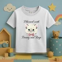 Blessed With Beauty And Rage Cute Lovely Cat Face Ribbon Toddler T-Shirt thumb 3