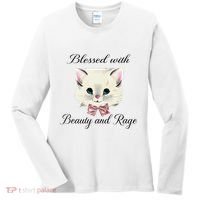 Blessed With Beauty And Rage Cute Lovely Cat Face Ribbon Women's Long Sleeve Shirt thumb 0