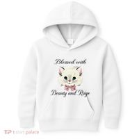 Blessed With Beauty And Rage Cute Lovely Cat Face Ribbon Kids Hoodie thumb 0
