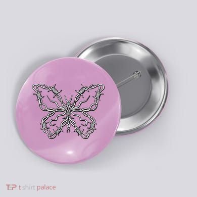 Barbed Wire Butterfly Button