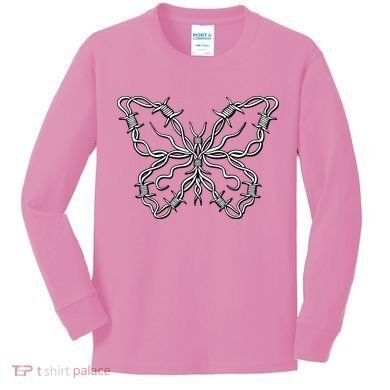Barbed Wire Butterfly Kids Long Sleeve Shirt