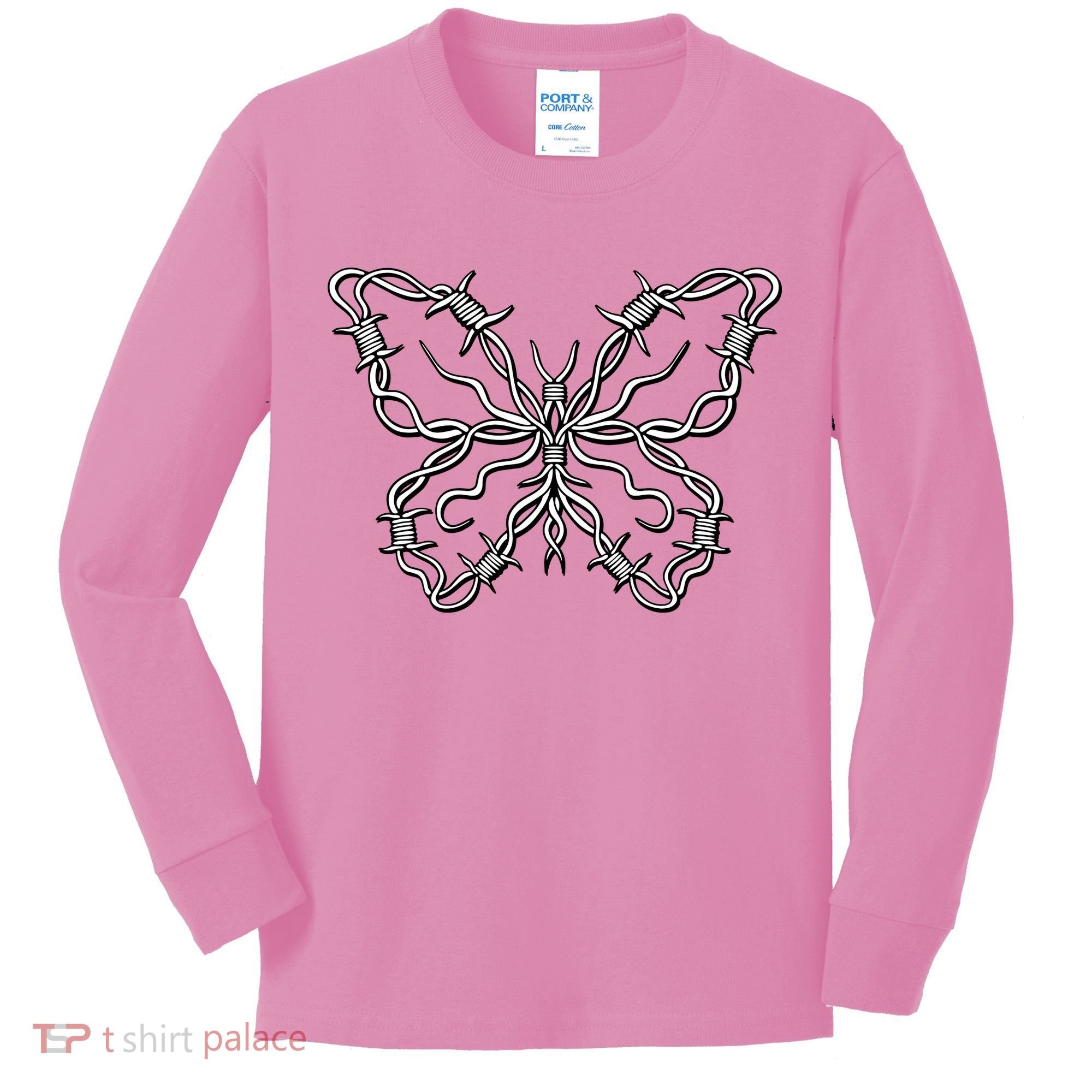 Barbed Wire Butterfly Kids Long Sleeve Shirt