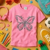 Barbed Wire Butterfly Kids T-Shirt thumb 3