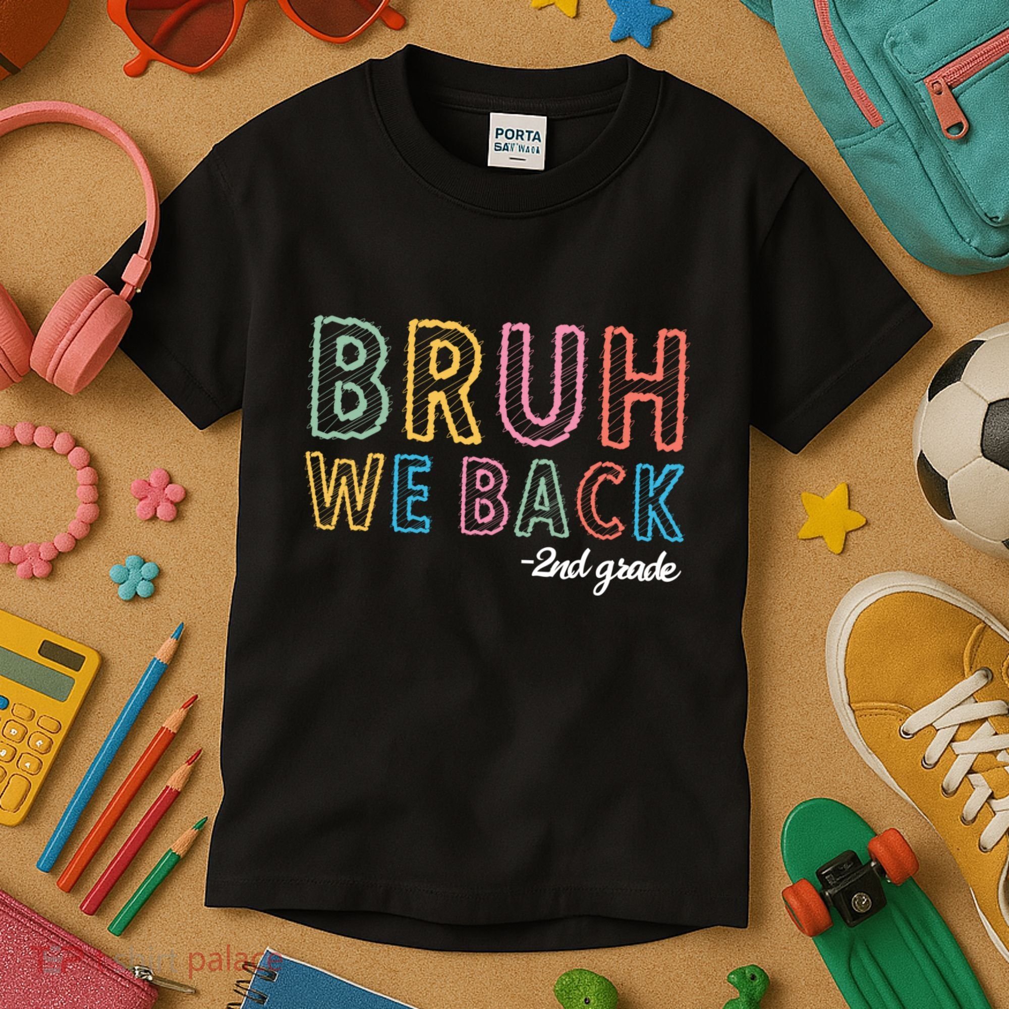 Bruh We Back 2nd Grade Back To School 2024 Kids T-Shirt