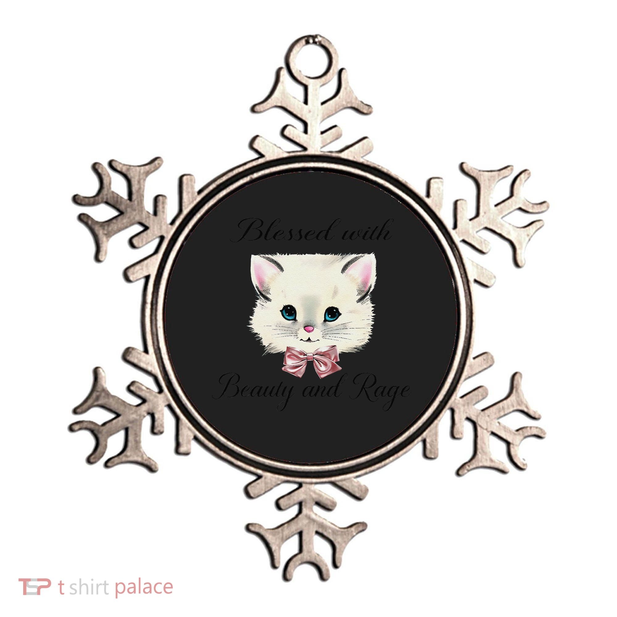 Blessed With Beauty And Rage Cute Lovely Cat Face Ribbon Ornament