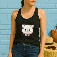 Blessed With Beauty And Rage Cute Lovely Cat Face Ribbon Women's Tank Top thumb 2