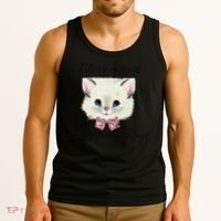 Blessed With Beauty And Rage Cute Lovely Cat Face Ribbon Tank Top thumb 3
