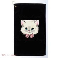 Blessed With Beauty And Rage Cute Lovely Cat Face Ribbon Golf Towel thumb 0