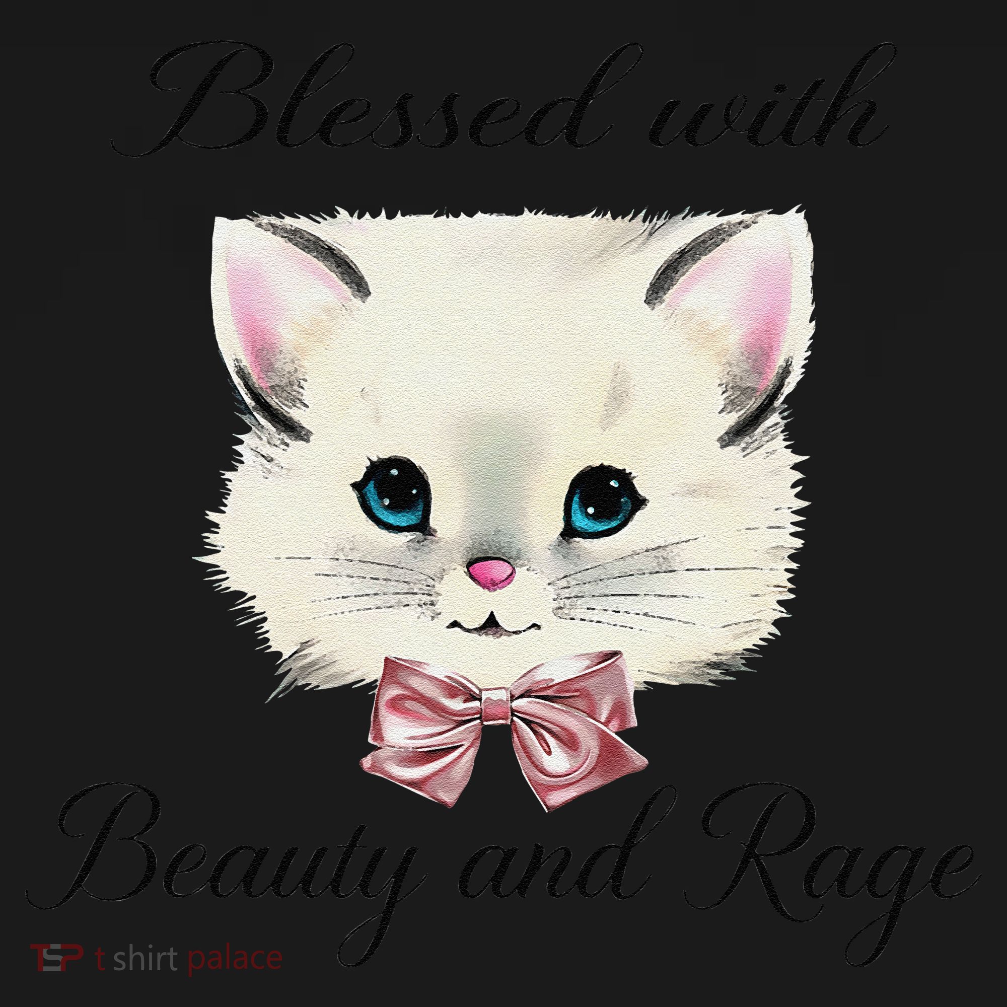 Blessed With Beauty And Rage Cute Lovely Cat Face Ribbon Women's T-Shirt