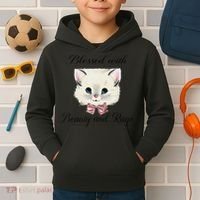 Blessed With Beauty And Rage Cute Lovely Cat Face Ribbon Kids Hoodie thumb 2