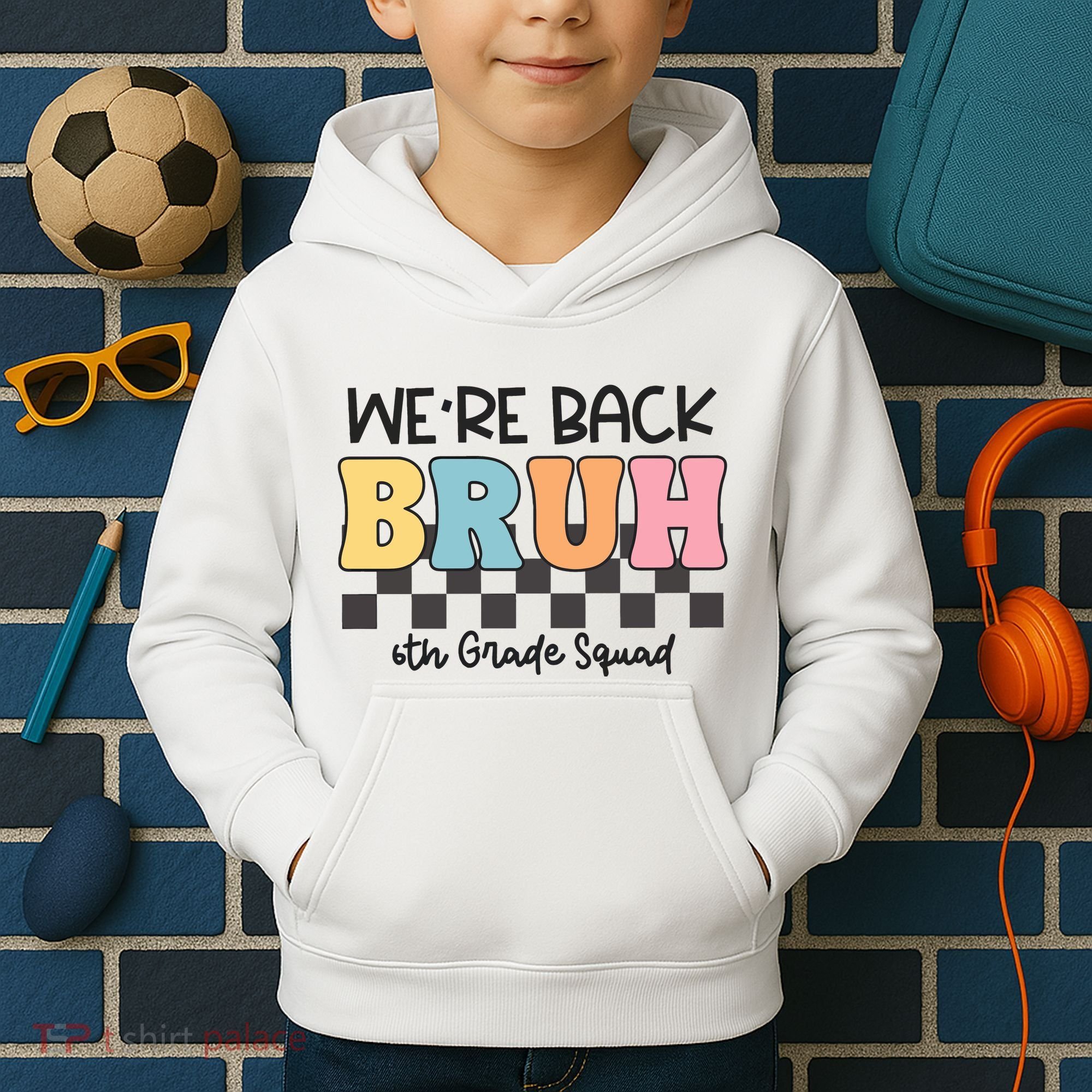 Bruh We Back 6th Grade Squad Kids Hoodie