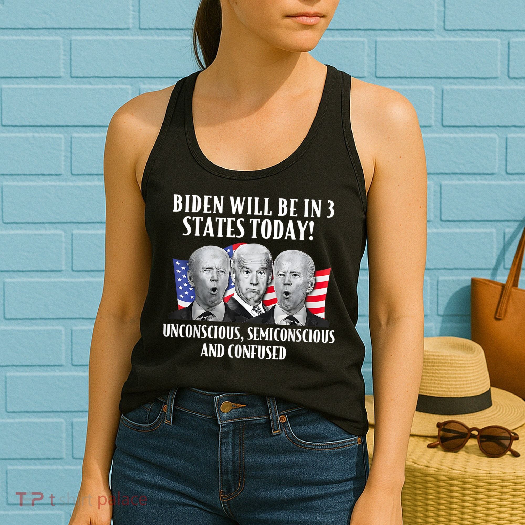 Biden Will Be In 3 States Today Funny Joe Biden Anti Biden Women's Tank Top