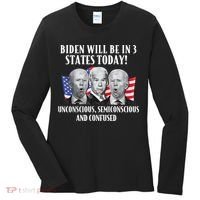Biden Will Be In 3 States Today Funny Joe Biden Anti Biden Women's Long Sleeve Shirt thumb 0