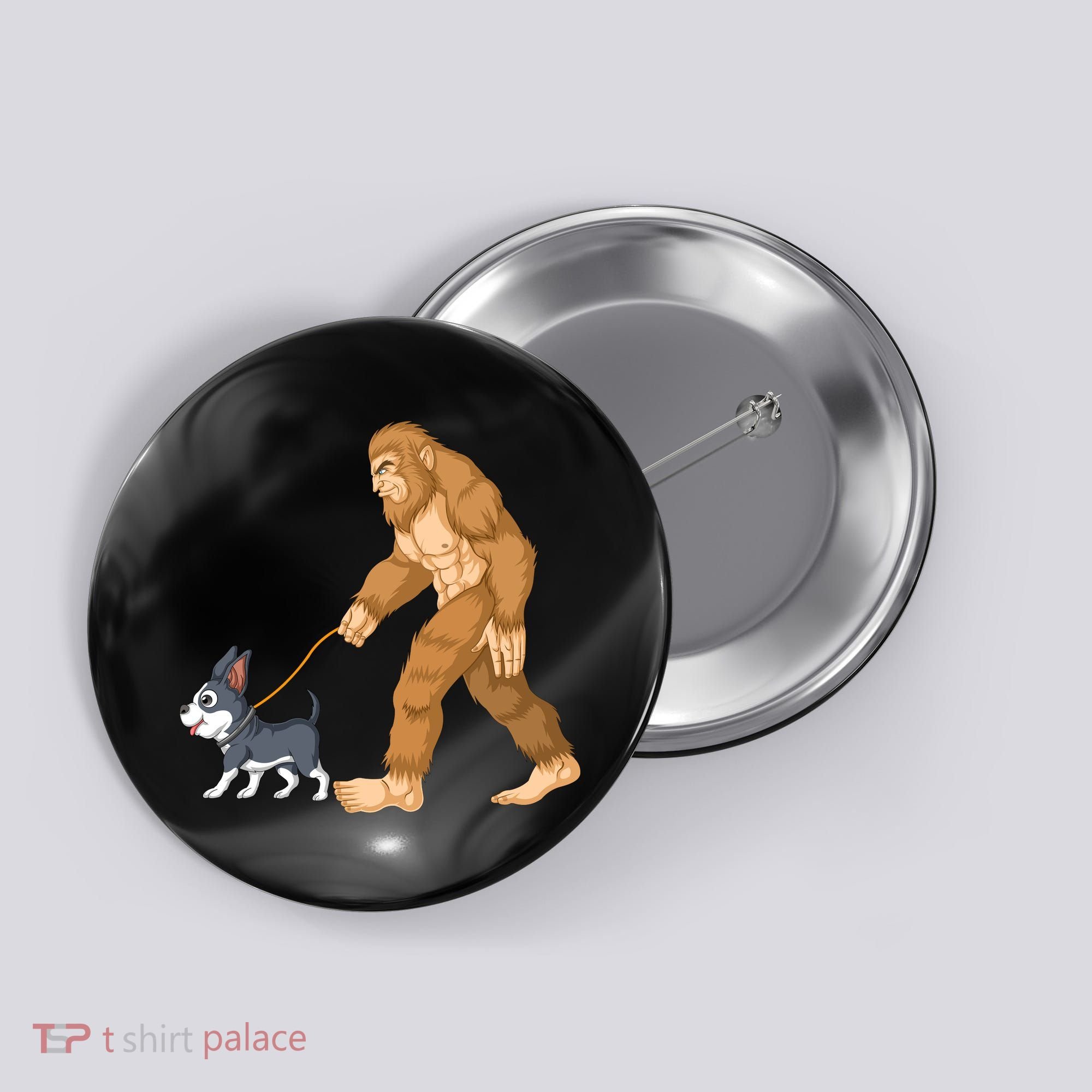 Bigfoot Walk Boston Terrier Button