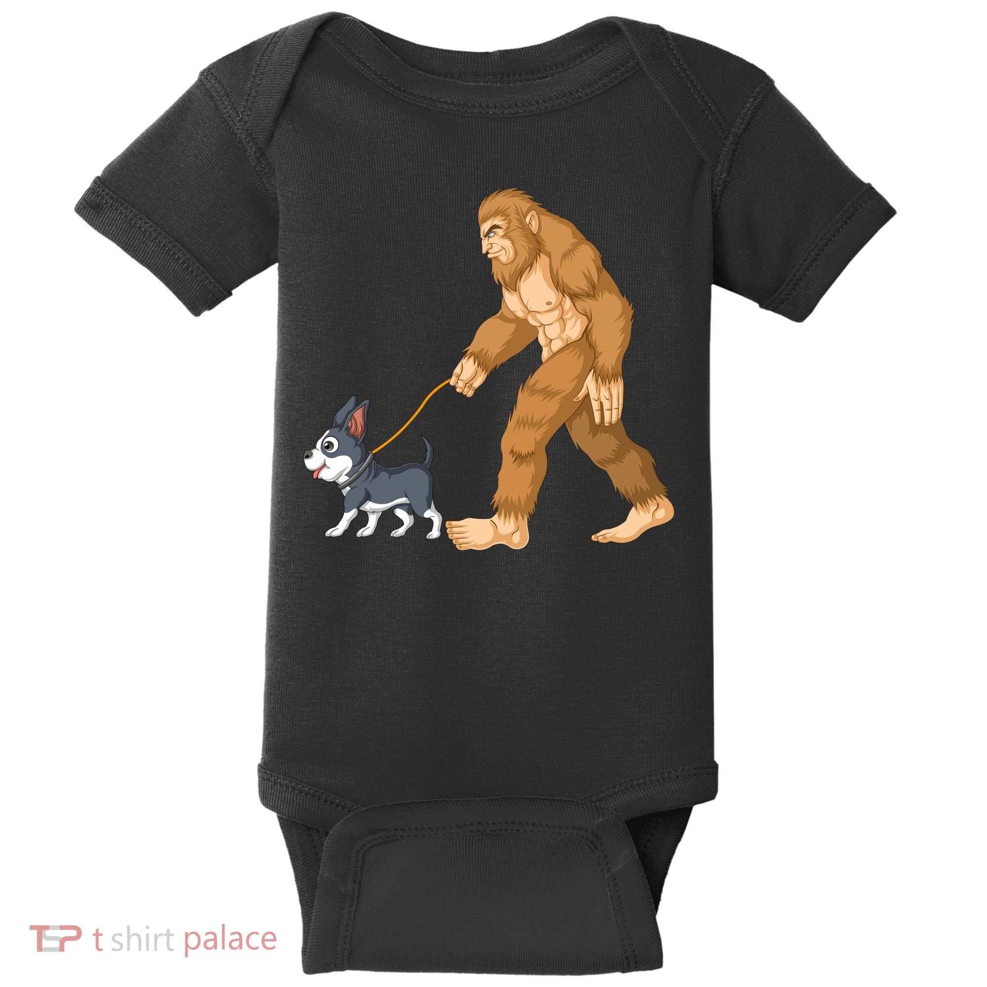 Bigfoot Walk Boston Terrier Baby Bodysuit