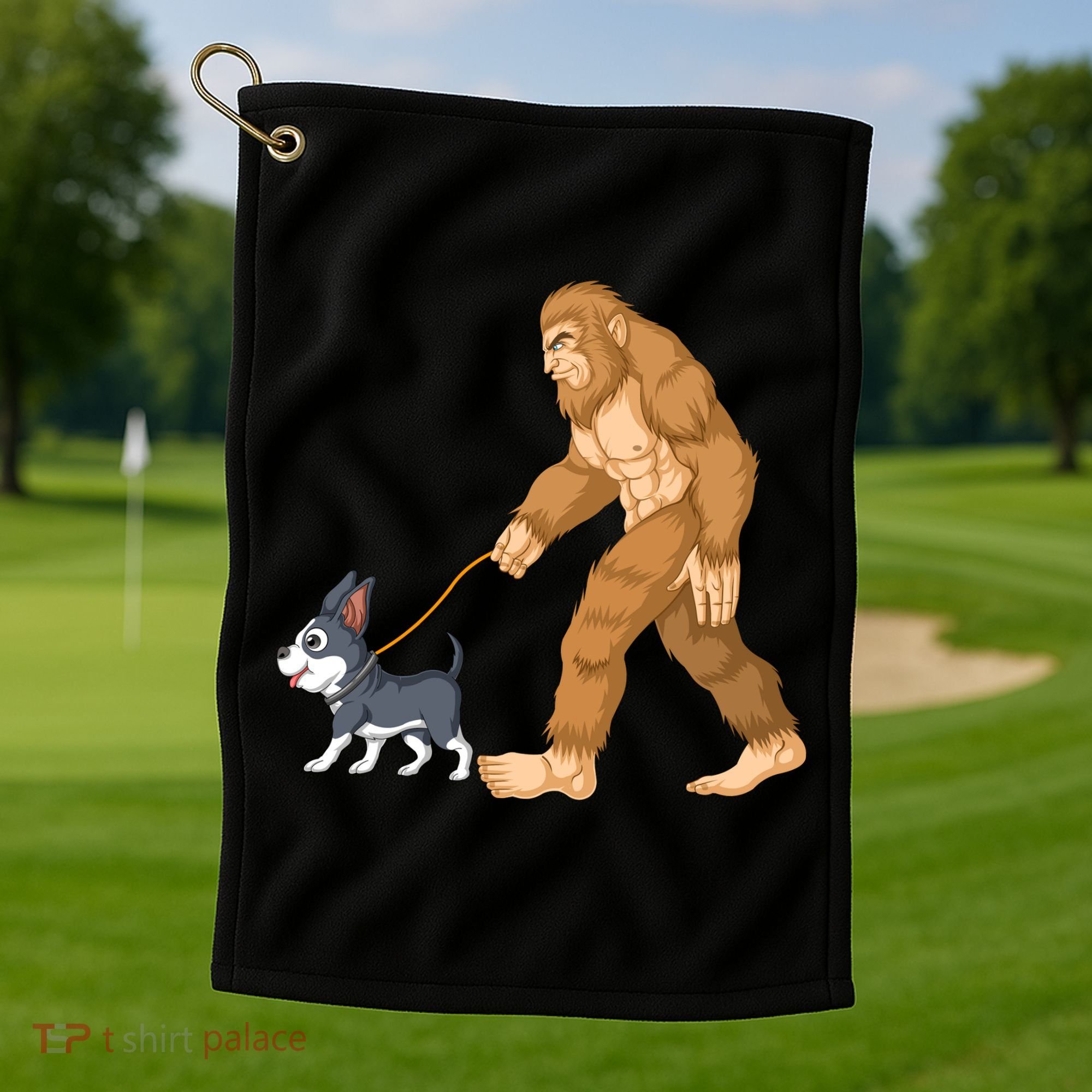 Bigfoot Walk Boston Terrier Golf Towel