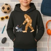 Bigfoot Walk Boston Terrier Kids Hoodie thumb 2