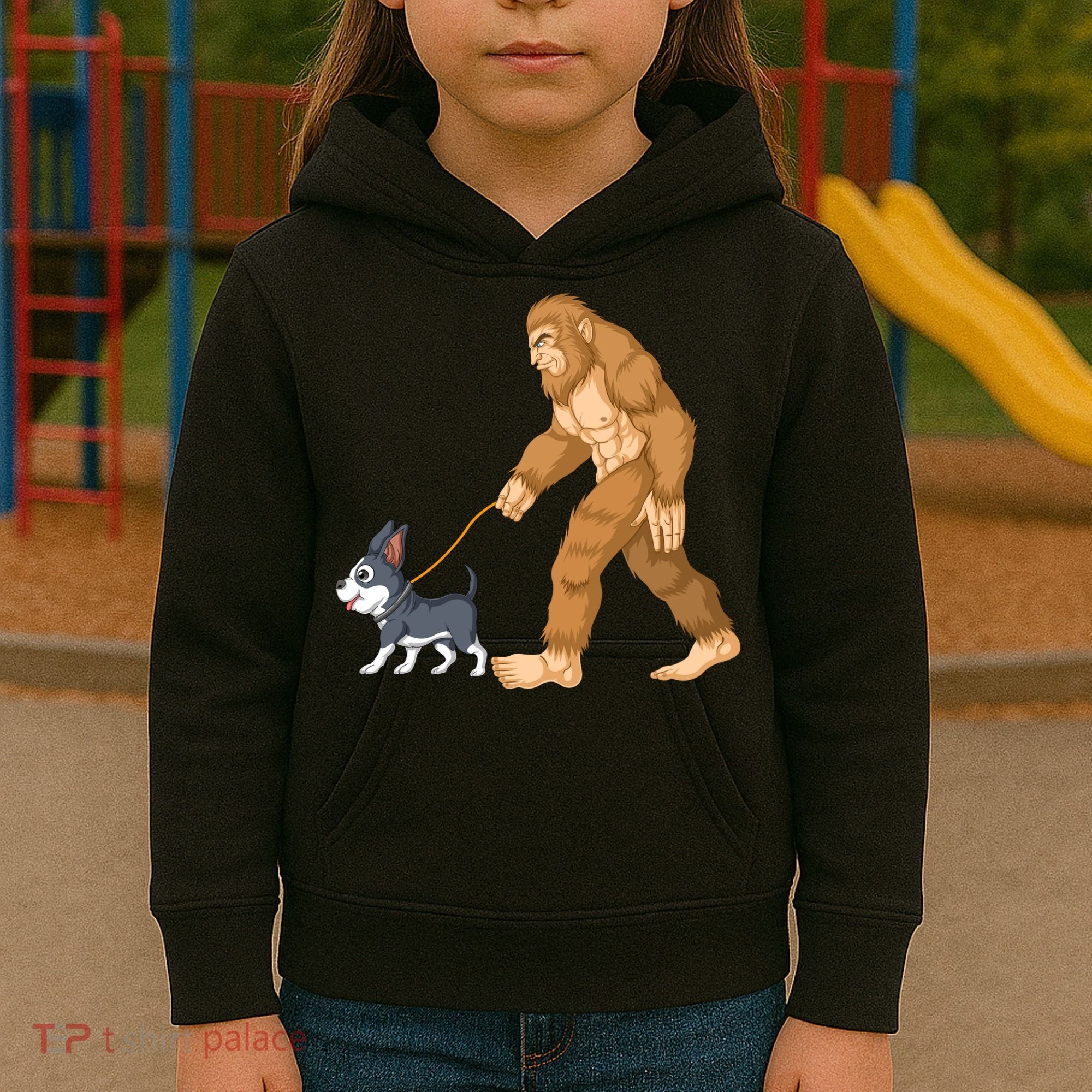 Bigfoot Walk Boston Terrier Kids Hoodie