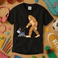 Bigfoot Walk Boston Terrier Kids T-Shirt thumb 3