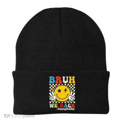 Bruh We Back Happy First Day Of School Teachers Beanie