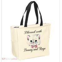 Blessed With Beauty And Rage Cute Lovely Cat Tote Bag thumb 2