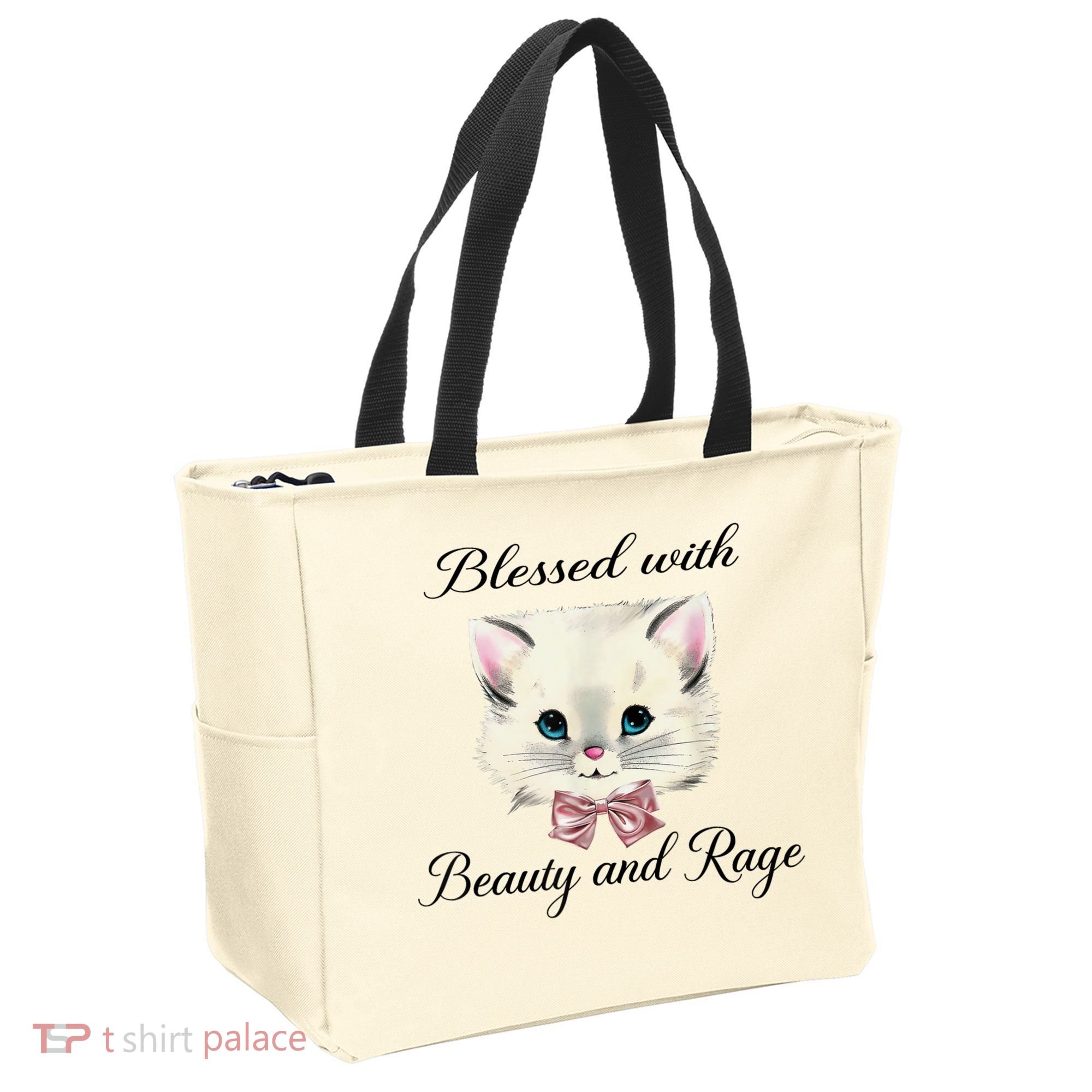 Blessed With Beauty And Rage Cute Lovely Cat Tote Bag