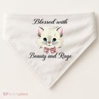 Blessed With Beauty And Rage Cute Lovely Cat USA-Made Doggie Bandana thumb 0