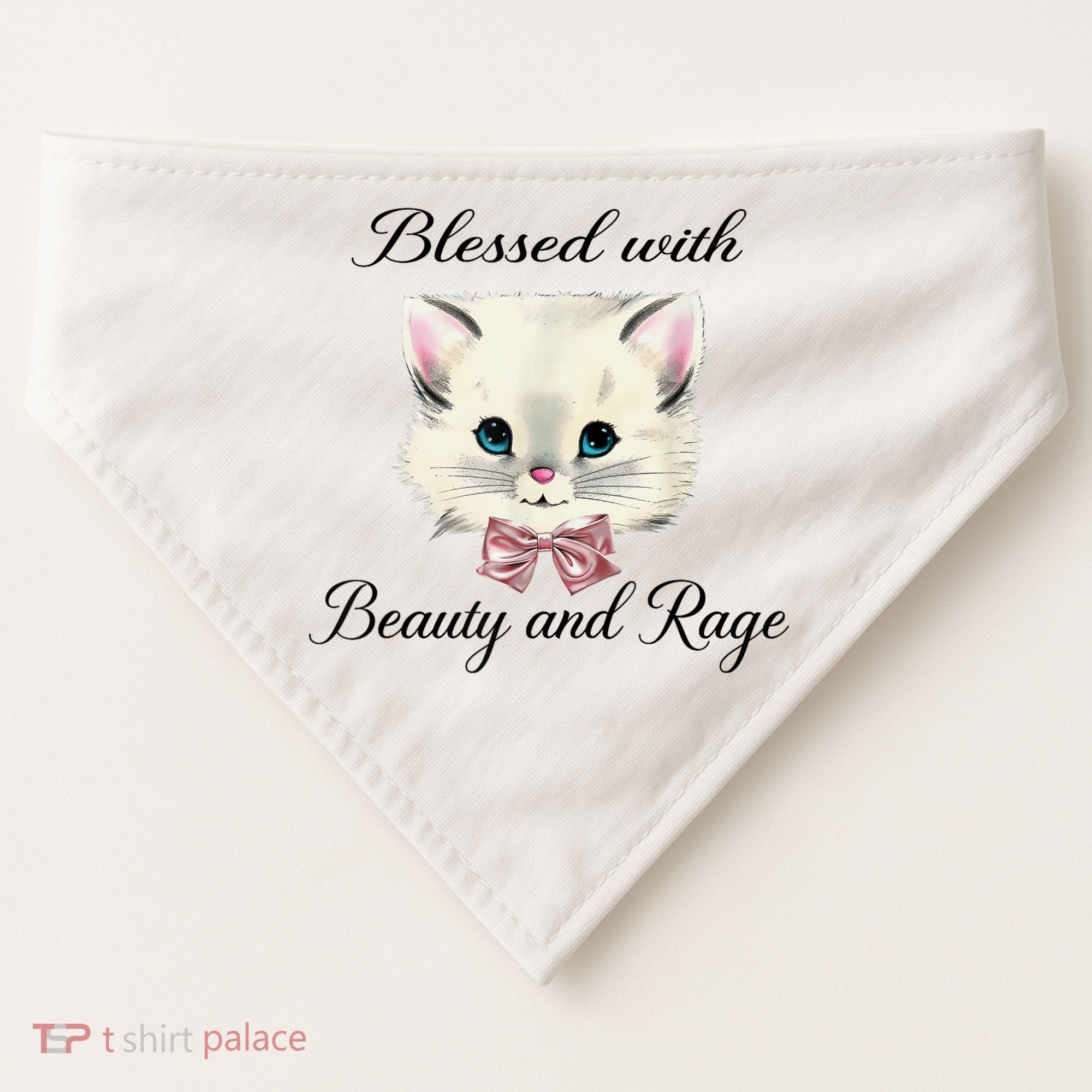 Blessed With Beauty And Rage Cute Lovely Cat USA-Made Doggie Bandana