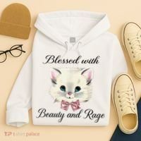 Blessed With Beauty And Rage Cute Lovely Cat Hoodie thumb 4