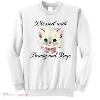 Blessed With Beauty And Rage Cute Lovely Cat Sweatshirt thumb 0