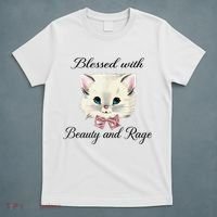 Blessed With Beauty And Rage Cute Lovely Cat T-Shirt thumb 5
