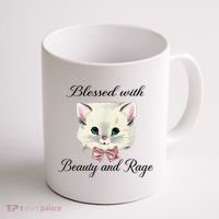 Blessed With Beauty And Rage Cute Lovely Cat Coffee Mug thumb 1