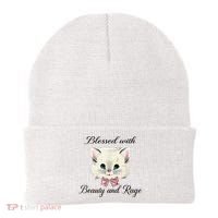 Blessed With Beauty And Rage Cute Lovely Cat Beanie thumb 0
