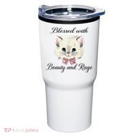 Blessed With Beauty And Rage Cute Lovely Cat Tumbler thumb 0