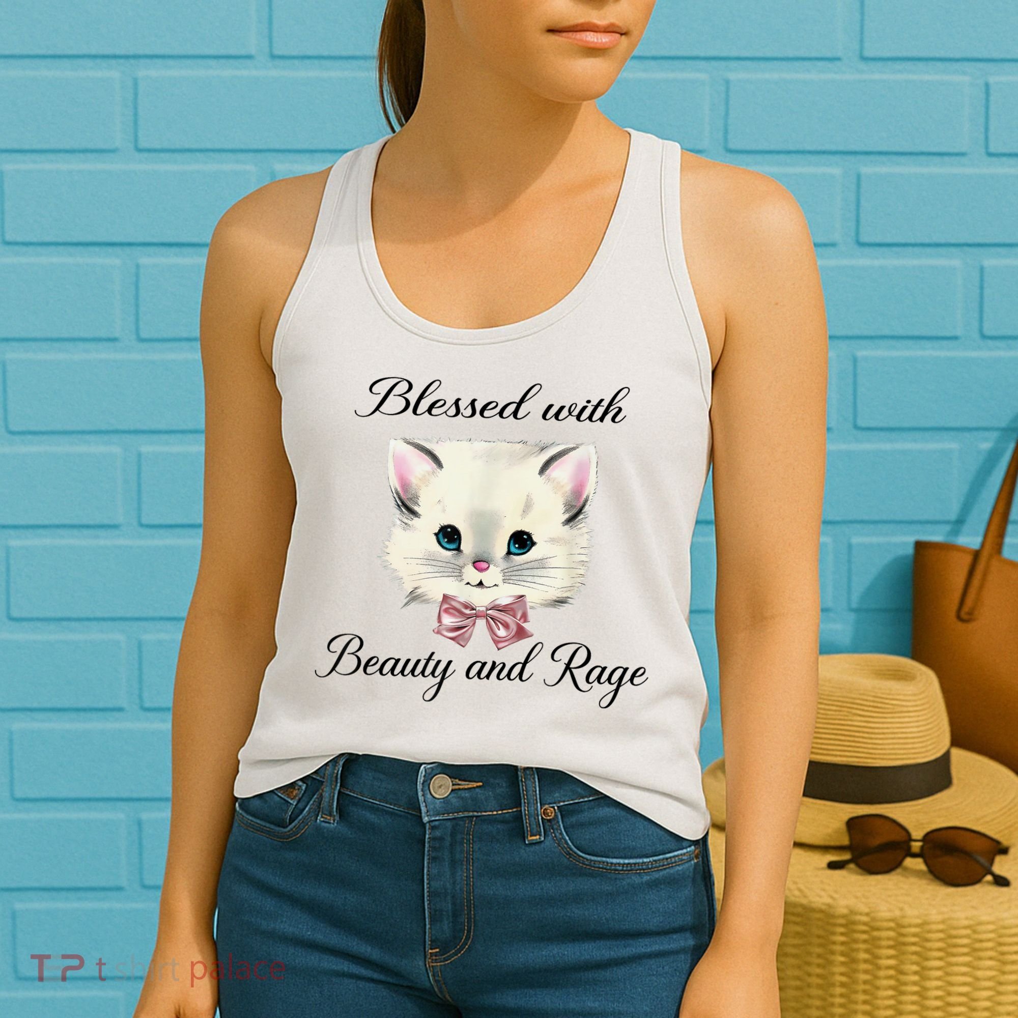 Blessed With Beauty And Rage Cute Lovely Cat Women's Tank Top
