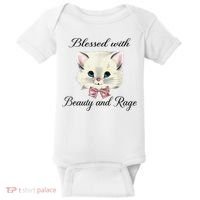 Blessed With Beauty And Rage Cute Lovely Cat Baby Bodysuit thumb 0