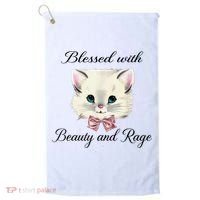 Blessed With Beauty And Rage Cute Lovely Cat Golf Towel thumb 0