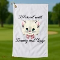 Blessed With Beauty And Rage Cute Lovely Cat Golf Towel thumb 1