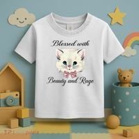 Blessed With Beauty And Rage Cute Lovely Cat Toddler T-Shirt thumb 3