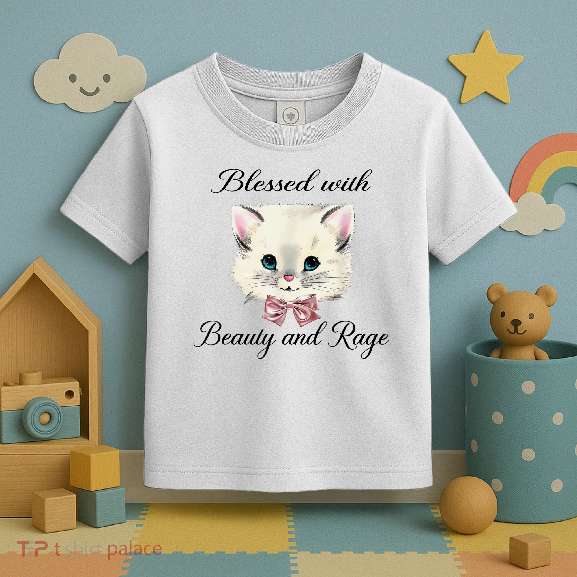 Blessed With Beauty And Rage Cute Lovely Cat Toddler T-Shirt
