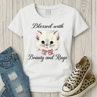 Blessed With Beauty And Rage Cute Lovely Cat Women's T-Shirt thumb 3