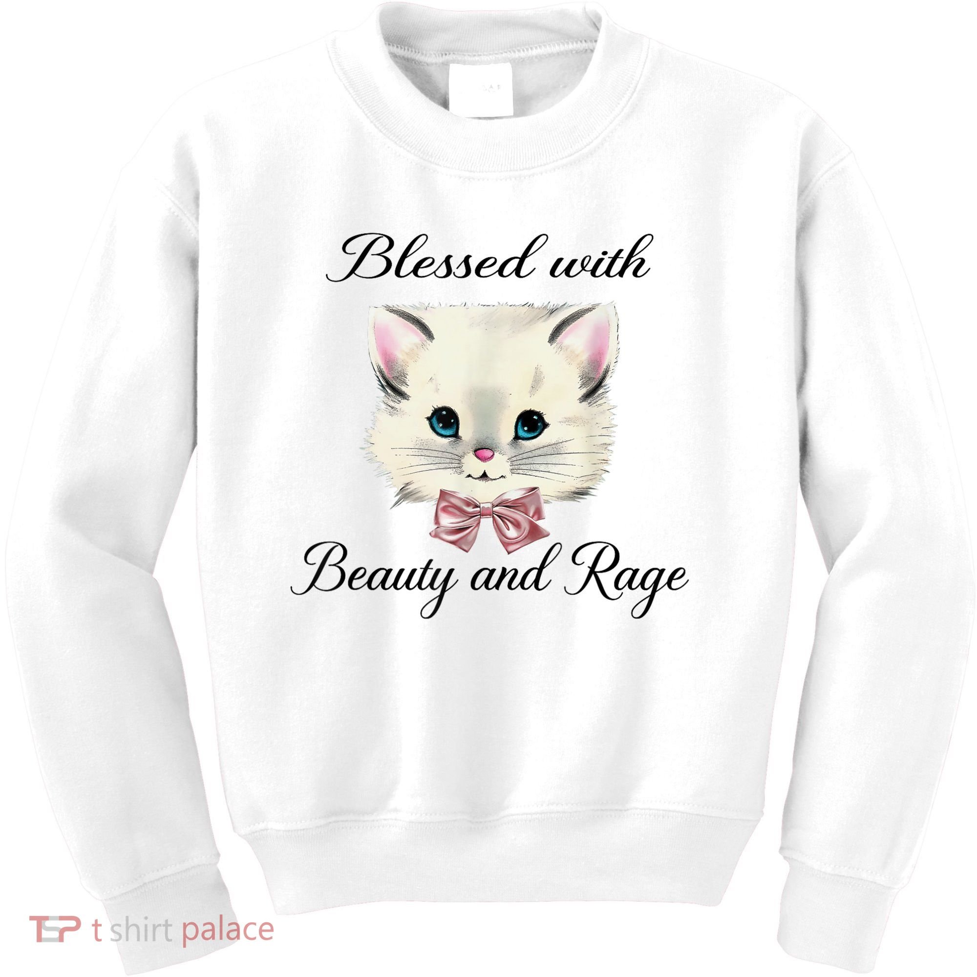 Blessed With Beauty And Rage Cute Lovely Cat Kids Sweatshirt