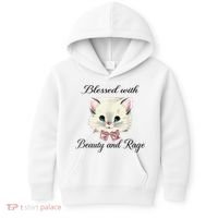 Blessed With Beauty And Rage Cute Lovely Cat Kids Hoodie thumb 0