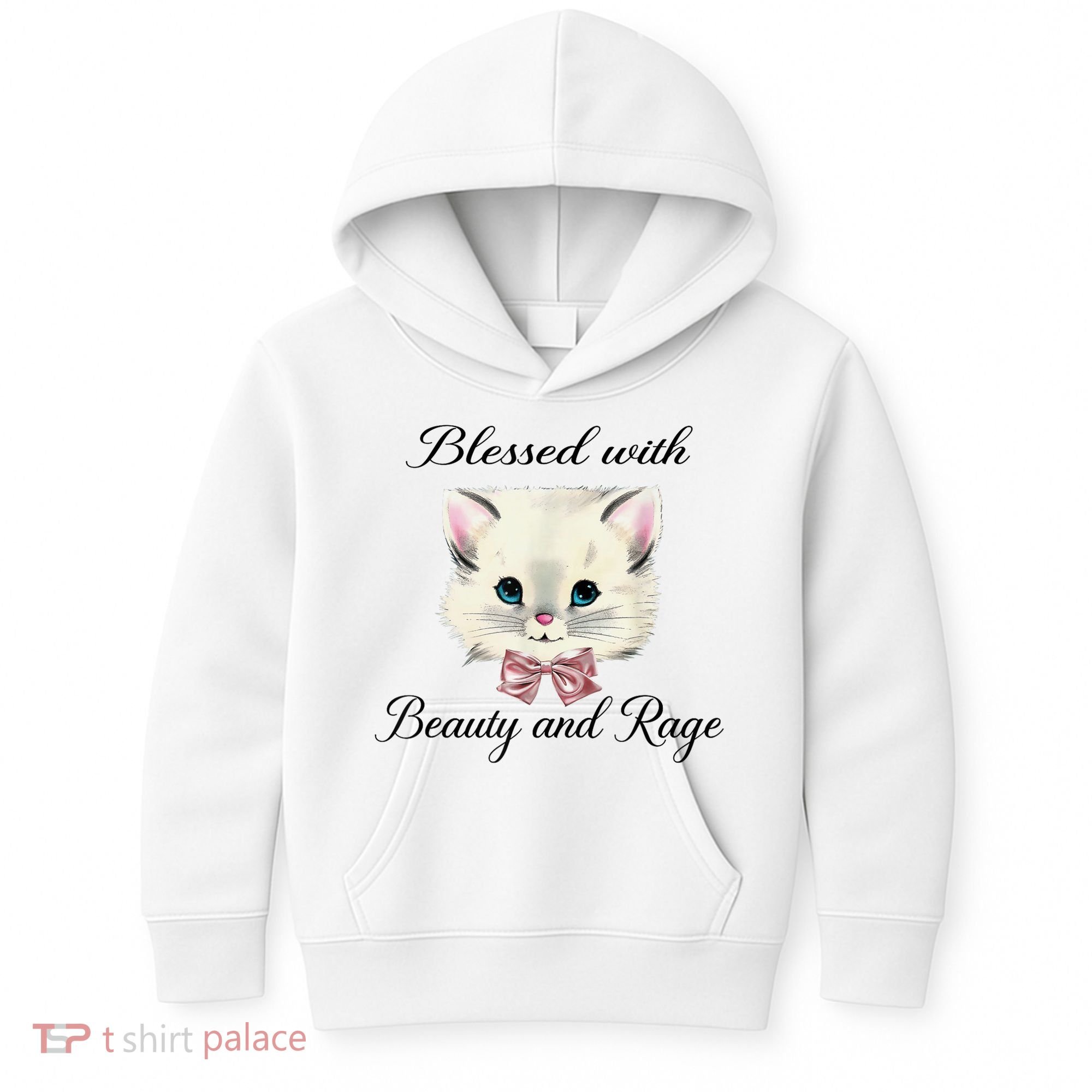 Blessed With Beauty And Rage Cute Lovely Cat Kids Hoodie