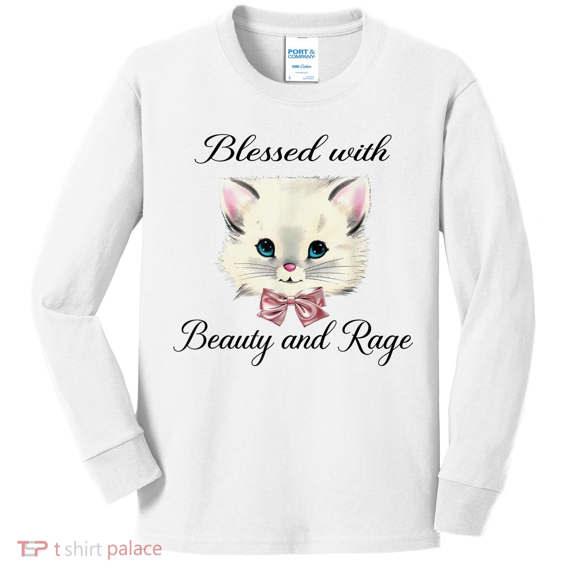 Blessed With Beauty And Rage Cute Lovely Cat Kids Long Sleeve Shirt