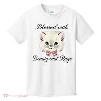 Blessed With Beauty And Rage Cute Lovely Cat Kids T-Shirt thumb 0